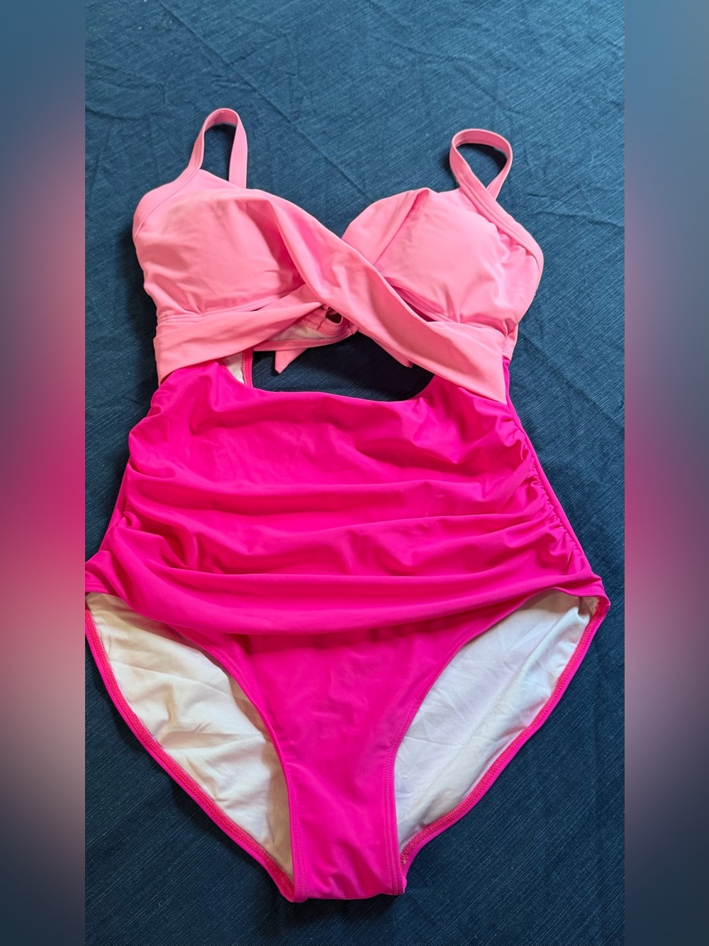 Two-Tone Pink One-Piece Swimsuit No Brand Worn Once EUC SUmmer Vacay Beach Pool